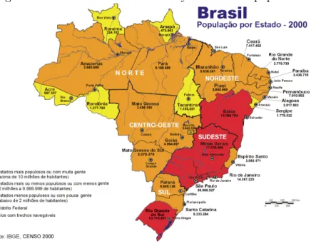 Figure 1: Brazilian states and density of Brazilian population