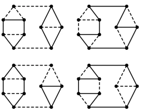 Figure 11: Spanning subgraphs of the graph H 4 showing that every vertex of H 4 is trimatched (symmetric cases are omitted)