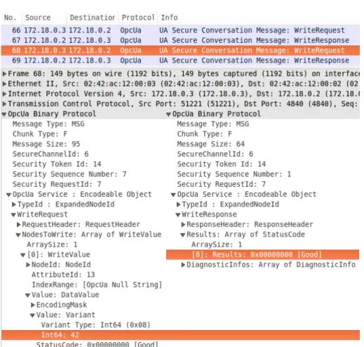 Figure 9: Wireshark capture of forge attack