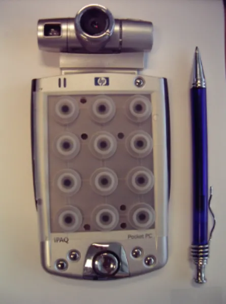 Figure 1: Ergonomics of the system based on  the PDA fitted with a camera. 