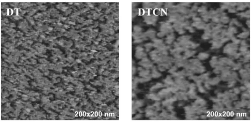 Figure 3: STM images of DT and DTCN on platinum surfaces. 