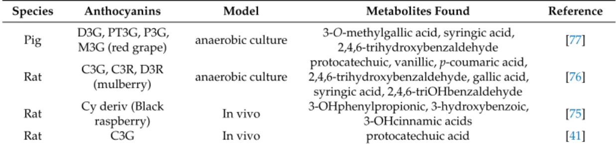 Table 4. Microbial metabolites of anthocyanins.