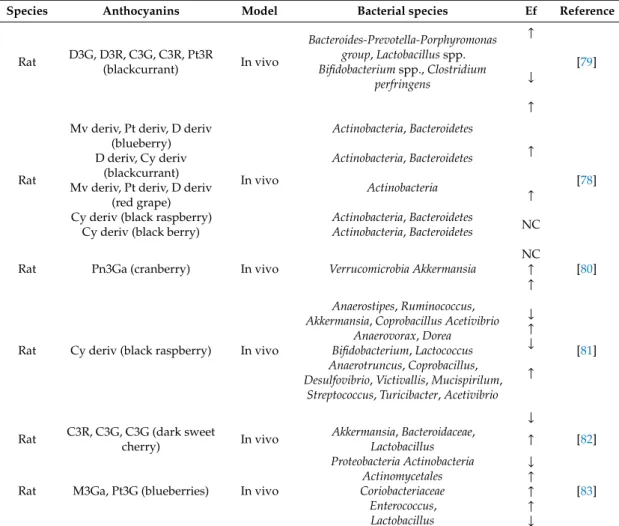 Table 5. Gut bacteria regulated by anthocyanins.