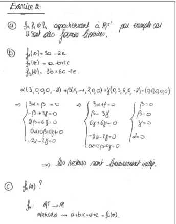 Figure 2 : Example of a student's answer to question 2 