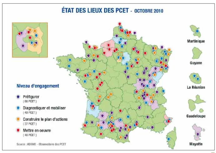 Fig 2. Répartition des 200 démarches de PCET en cours en France selon leur état d’avancement