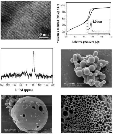 Fig. 3. Structural, textural and morphological features of aluminosilicate Al-CMI-1  mesoporous materials 