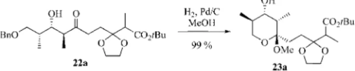 Figure 3. Characteristic NMR spectroscopic data for ketal 23a.