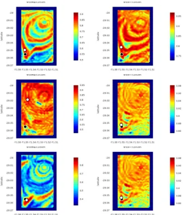 Fig. 6. Correlation maps from Cha˜naral simulation: example of the 100th simulated whale, situated at 64 m depth