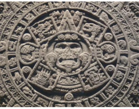 FIG. 1. Mayan/Aztec Calendar stone representing the Five Suns, discovered in 1790 at El Z´ ocalo, Mexico City, Mexico.