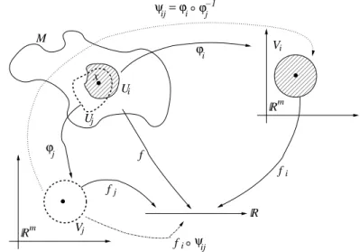 Fig. 3. Fonctions sur vari´et´e avec deux repr´esentations locales.