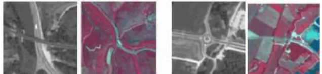 Fig 1. Ip and Im images of a bridge and a round-about This   paper   describes   a   hybrid   segmentation  approach   that   uses   the   two   images   of   different  resolutions, and that combines region-based and  edge-based   methods   by   a   “mark