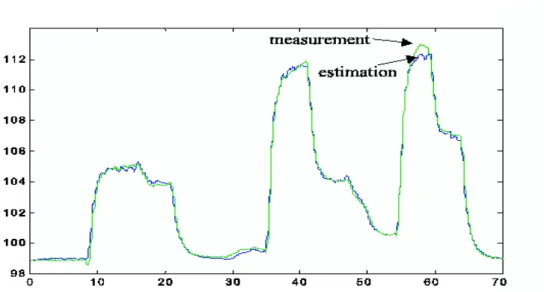 Figure 4: Measurements and estimates of pressure (kPa), identification data. 
