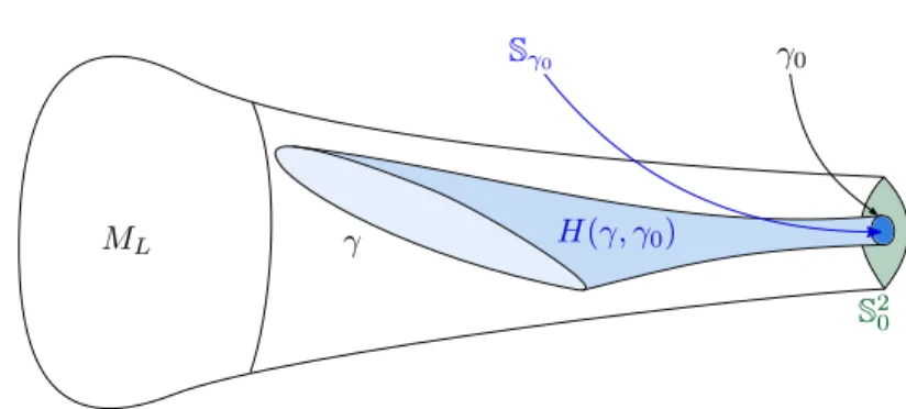 Figure 6. The ’whole homotopy’ H (γ, γ 0 ) is represented in light blue in this picture