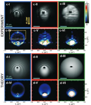 Figure 1.8 | Superfluid motion of a polariton droplet and collision with a structural defect [56]: (c-I)–(c-III) shows the near field image for  in-creasing excitation