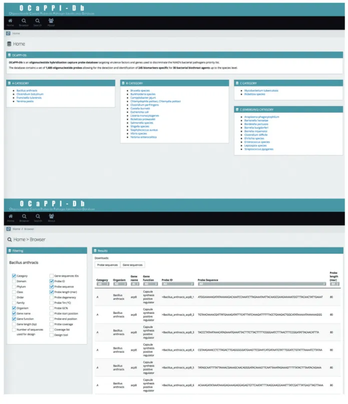Figure 2. Screenshots of the OCaPPI-Db web interface.
