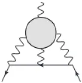 Figure 2. The hadronic light-by-light contribution to a µ . The blob represents the hadronic fourth-rank polarization tensor, i.e.