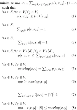 Figure 2. Integer linear program for the computation of paths.