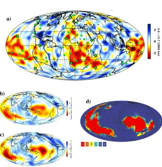 Figure 1. a) Relative perturbations (in percent) in shear velocity in model SEMUCB-WM1 (French and Romanowicz, 2014) at 2800 km depth