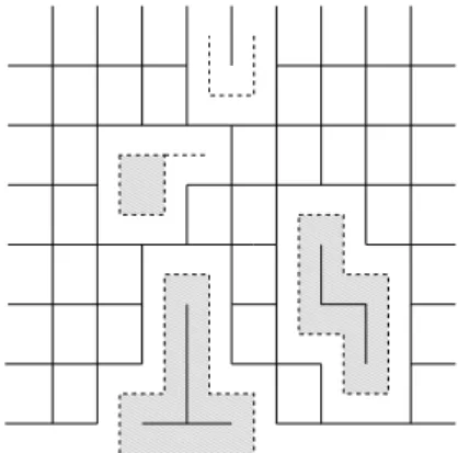 FIGURE 2: A configuration X (full lines) and its A-dual X b (dashed lines).