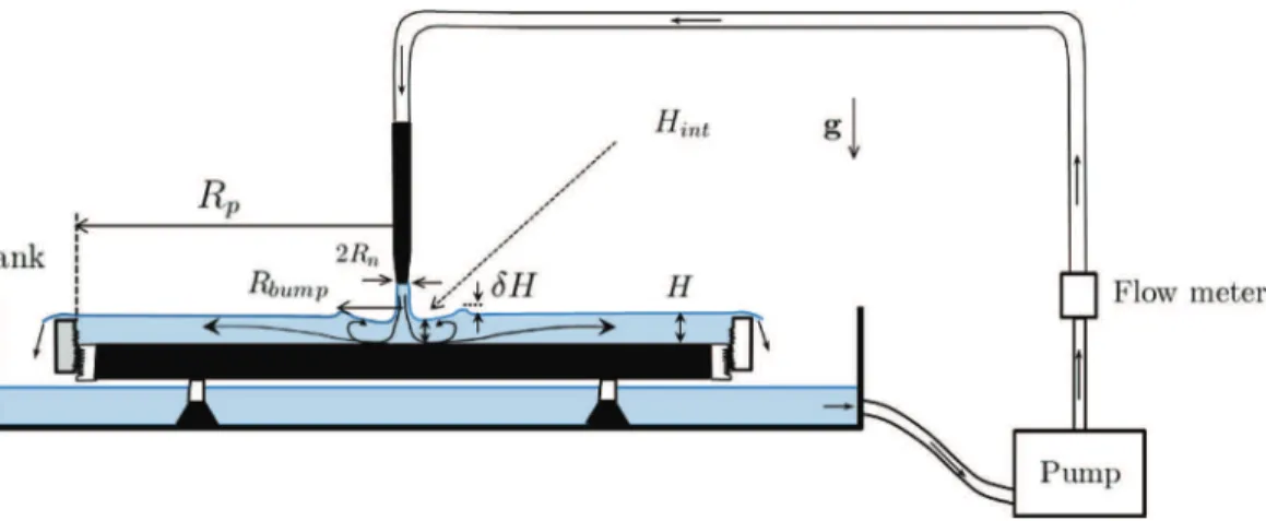 FIG. 2. Schematic illustration of the experimental apparatus and the hydraulic bump.