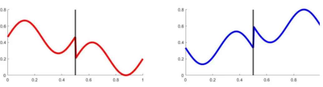 Figure 4: Representation of the initial data u 0 (in the left) and v 0 (in the right).