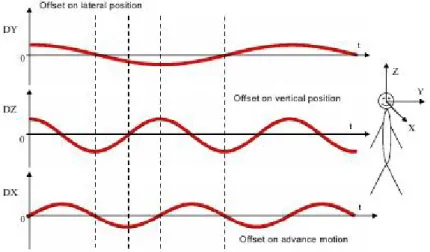 Figure 1.25 – Oscillation of the eyes during the walk [Lécuyer 06].