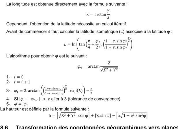 Tableau II-4 Constantes de la projection Lambert pour la France  [47] 
