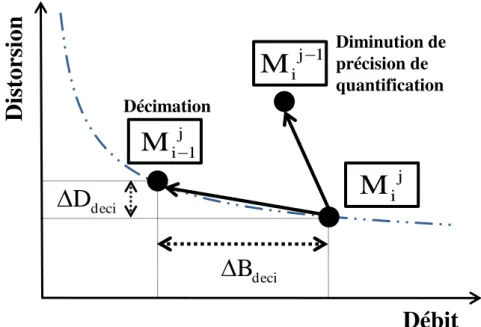 Figure 2.16 – Choix de la meilleure opération à effectuer : décimation ou diminution de précision de quantification.