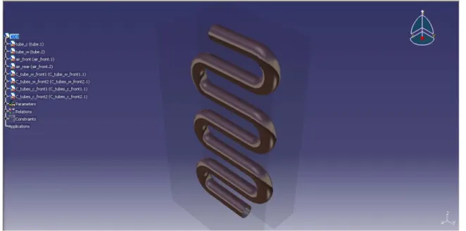 Fig.  2.8 - representation of the bare tube coil experience on CATIA V5.  