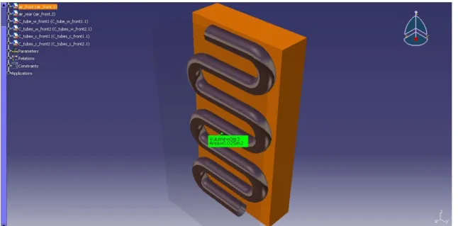 Fig.  2.9 - representation of the bare tube coil: the volume highlighted is related to the C_P, RO_A and  T_A1 measurements