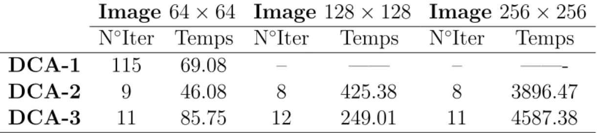 Tab. 3.1 – Le temps pour les calculs initiaux de chaque algorithme.