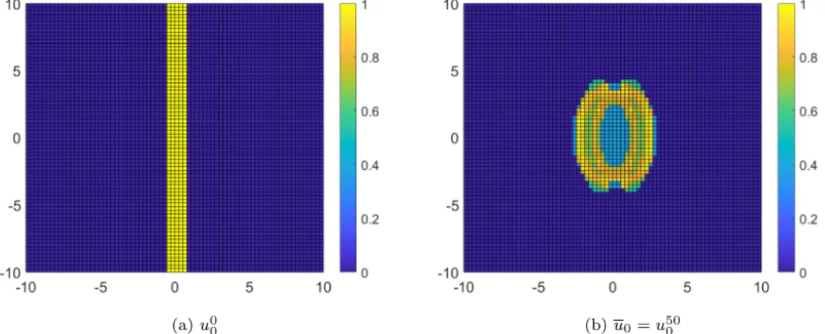 Figure 7: In the left-hand side is showed the input of the algorithm, given by the stripe of width r = 1.6 centered at the origin