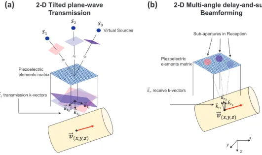 Figure 1.  4D ultrafast ultrasound flow imaging: transmission/receive principle. 