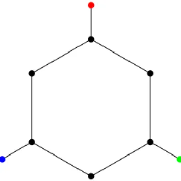 Figure 3  Le graphe sommet-colorié à quatre couleurs (H 9 , D).