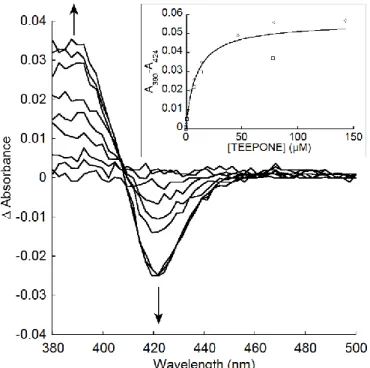 Figure  10:  Type  I  spectral  changes  with  TEEPONE.  Main.  Difference  spectra  caused  by  addition  of  TEEPONE to RLM
