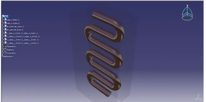 Fig.  2.8 - representation of the bare tube coil experience on CATIA V5.  
