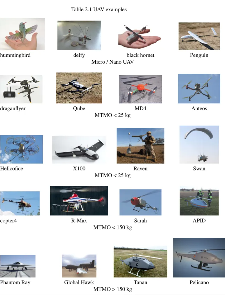 Table 2.1 UAV examples