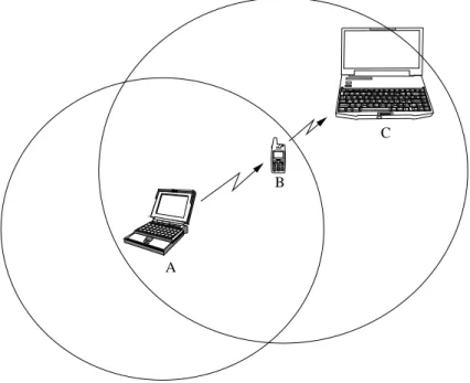 Fig. 2.2  Exemple de routage dans un réseau ad hoc.