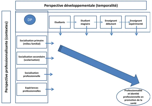 Figure  1  –  Proposition  de  modélisation  du  développement  professionnel  (DP)  dans  une  perspective de promotion de la santé 