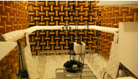 Figure 5 : Example of the experimental setup for recording HRTFs in an anechoic chamber