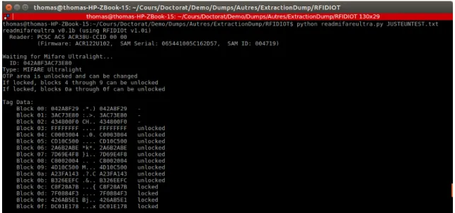 Figure 1.6 – Capture d’´ ecran de RFIDIOt