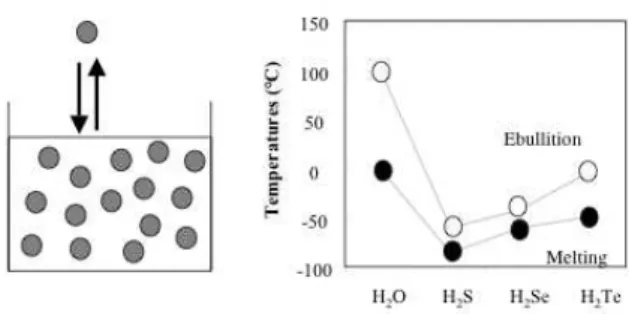 Figure 1 Melting and boiling temperatures of the homologous liquids H 2 O,  H 2 S,  H 2 Se and H 2 Te