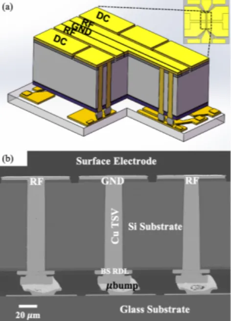 FIG. 2. (a) Fabricated TSV die on 12-inch silicon wafer. (b) Fabricated  interposer on 12-inch glass wafer