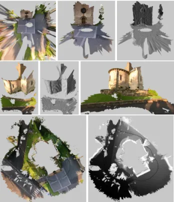 Figure 3. Several views of 3D models obtained with the catadiop- catadiop-tric camera
