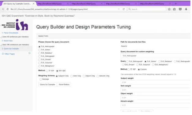 Figure 4.1: SVOA experiment web demo where the user can choose one of the available style documents as a query