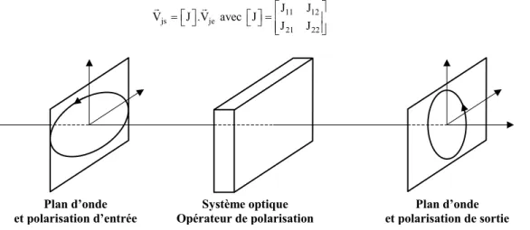 Figure II.3 : Modification de l’état de polarisation par un système optique. 