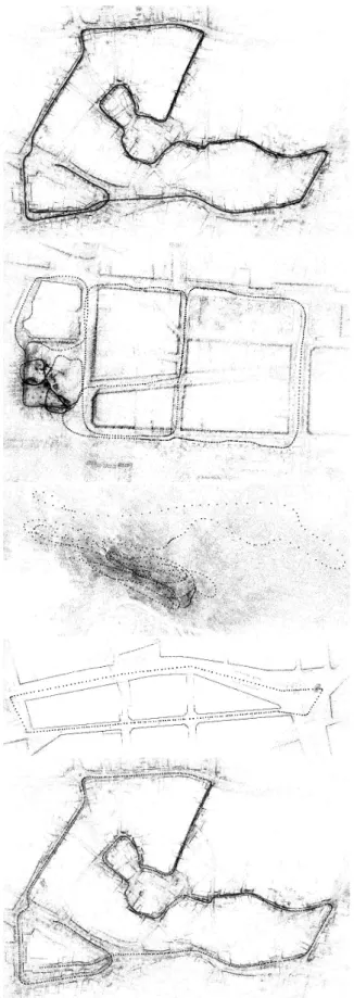 Figure 8: Top views of RS.C.SFA.INT reconstructions of BC1, WT, FH, BC2 and CC (from top to bottom) without loop closure