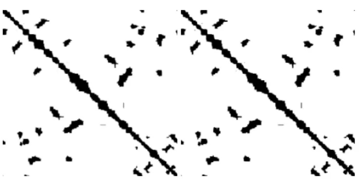 Figure 2: Shape of the standard (left) and our (right) Z for a video sequence with 1573 keyframes and closed loops and same inliers.