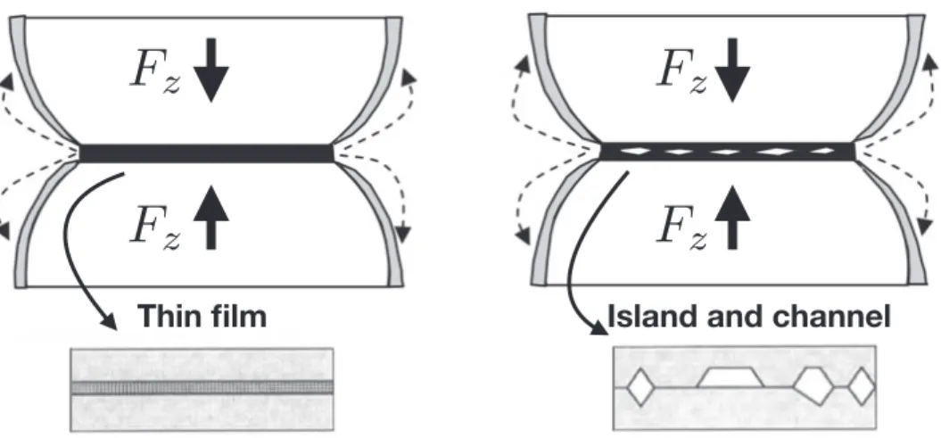 Figure 1.16: Models of intergranular pressure solution. Materials are dissolved at stressed grain contacts and transported via grain boundary