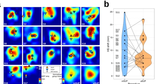 Figure 5: Experimental comparison of mSUP and aSUP regarding the reproducibility of HS positioning